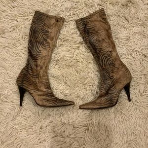Animal print knee boots